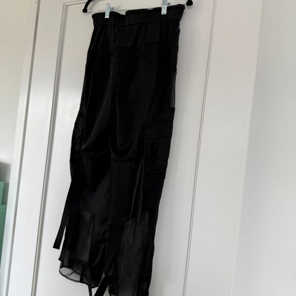 Sacai Mesh Cargo Trousers In Black Cupro Transparent High Waist Ankle Cuffs Sz 1 - Picture 8 of 8